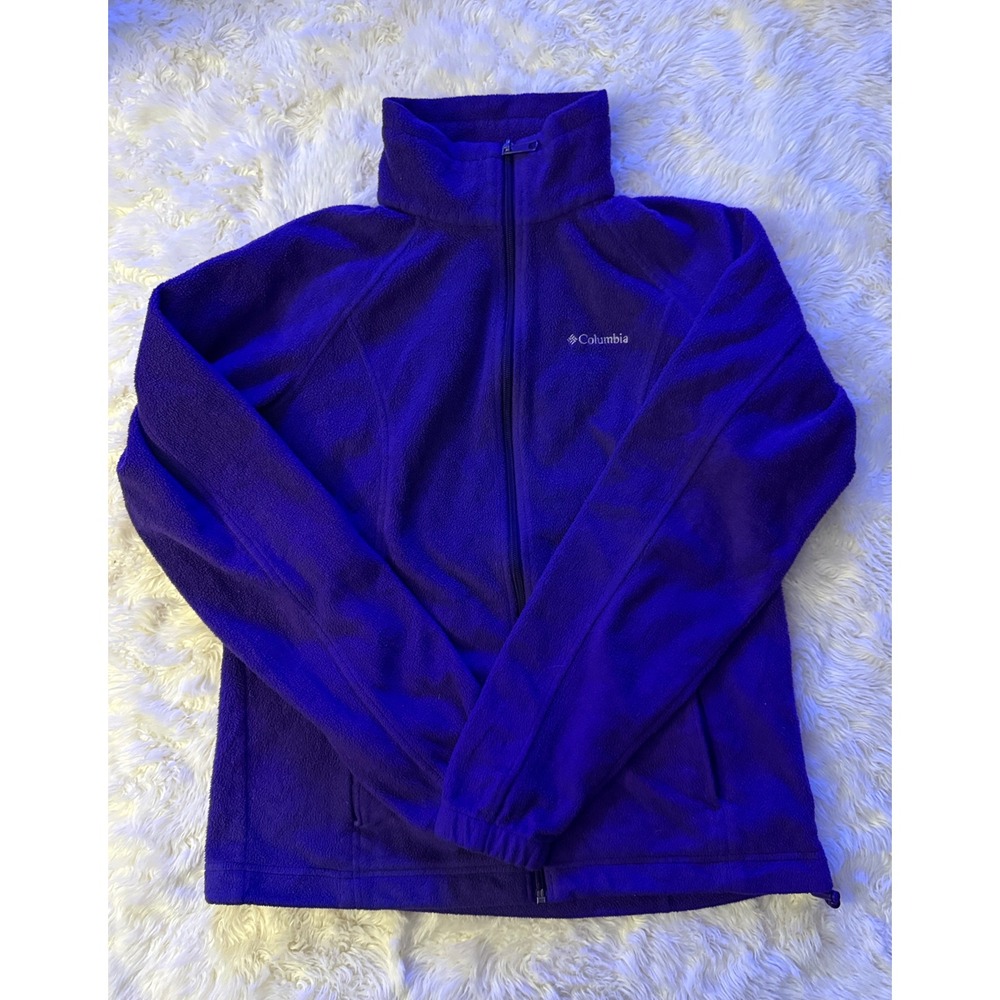 Columbia Fleece Jacket Womens‎ Medium Purple Full Zip Soft Warm Outdoor Gorpcore